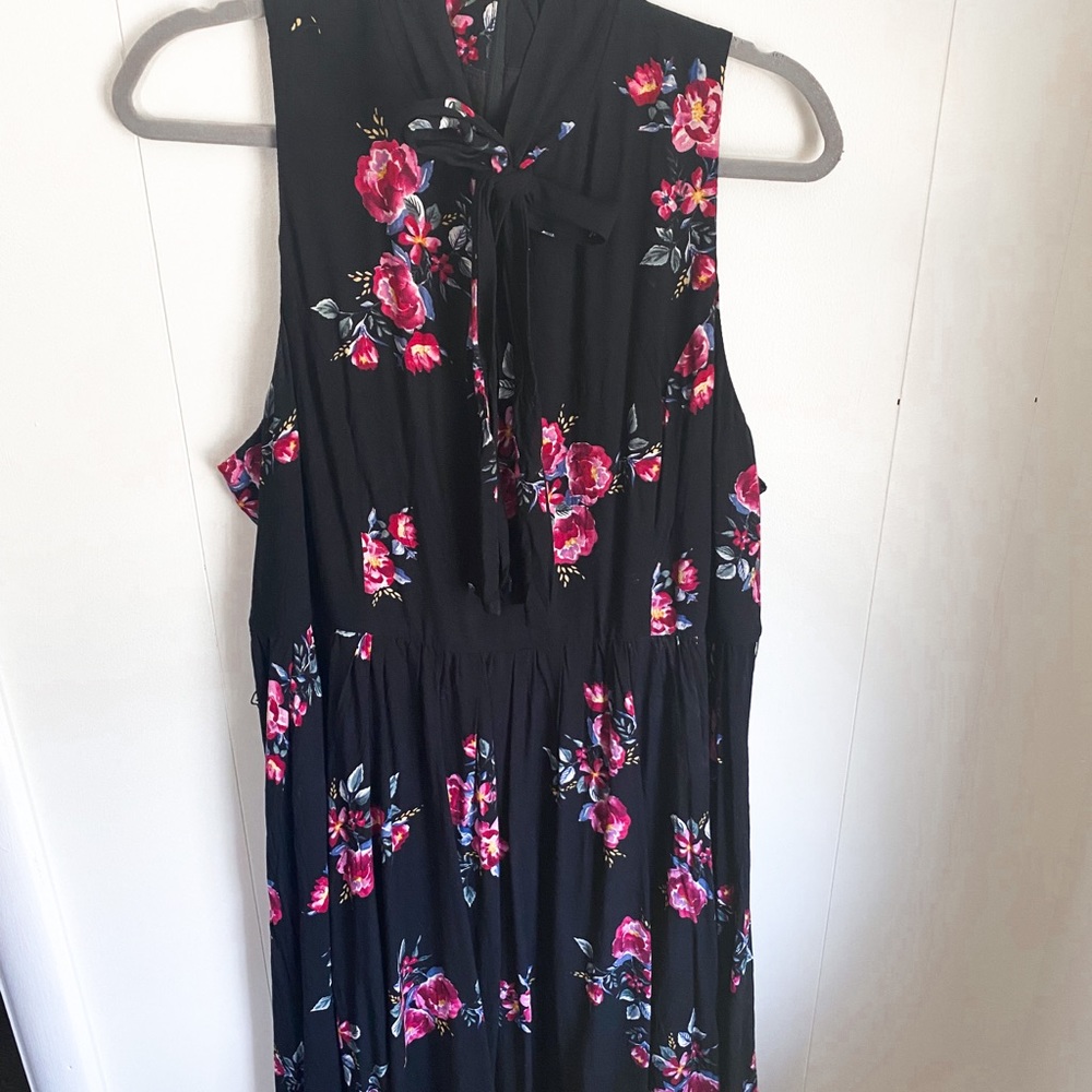 Torrid high neck tie floral swing dress